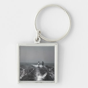 Two people waterskiing keychain