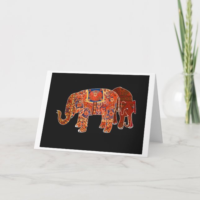 "Two Persian Elephants" Card (Front)