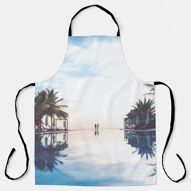 Two person standing beside swimming pool apron (Front)
