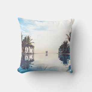 Two person standing beside swimming pool throw pillow