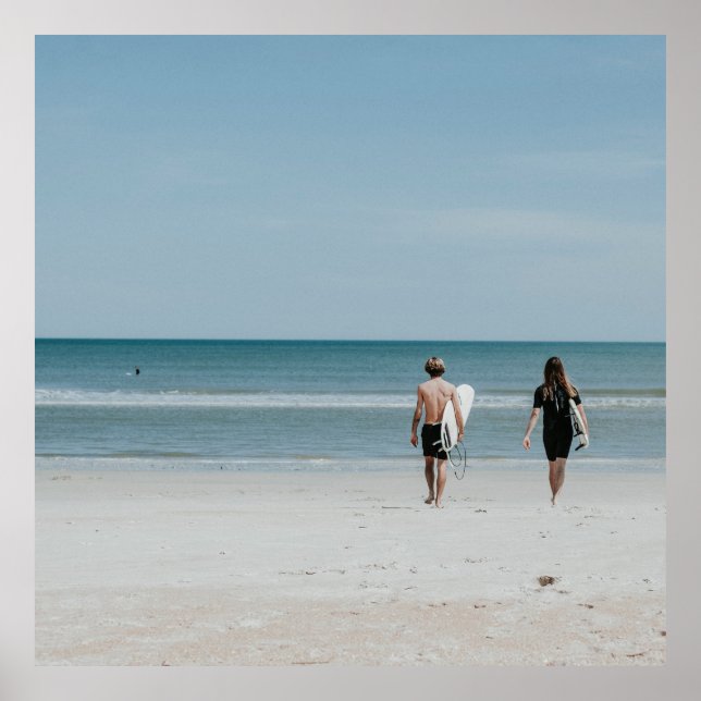 Two person walking on coast poster (Front)