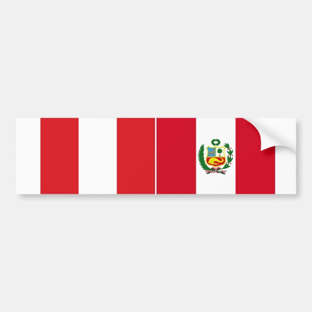 TWO Peru National Flag Bumper Sticker (Front)
