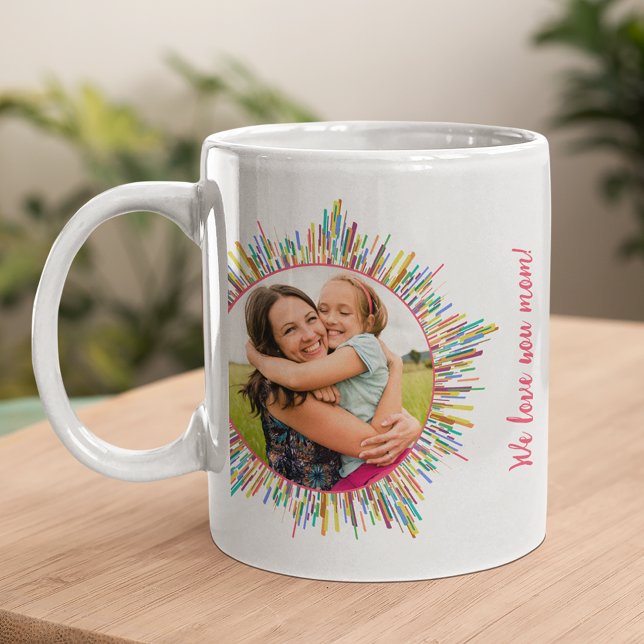 Two Photo Abstract and Colourful Art Custom Text Coffee Mug (Creator Uploaded)