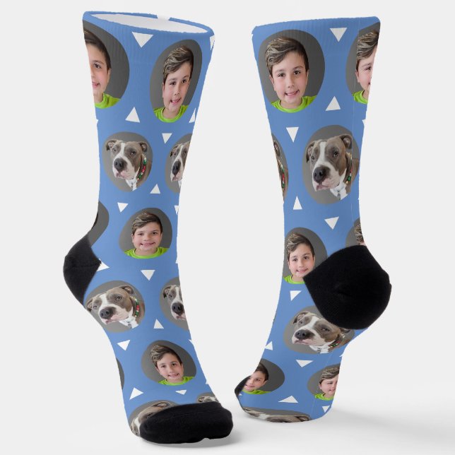 Two Photo Child or Pet Photo Custom Socks (Angled)