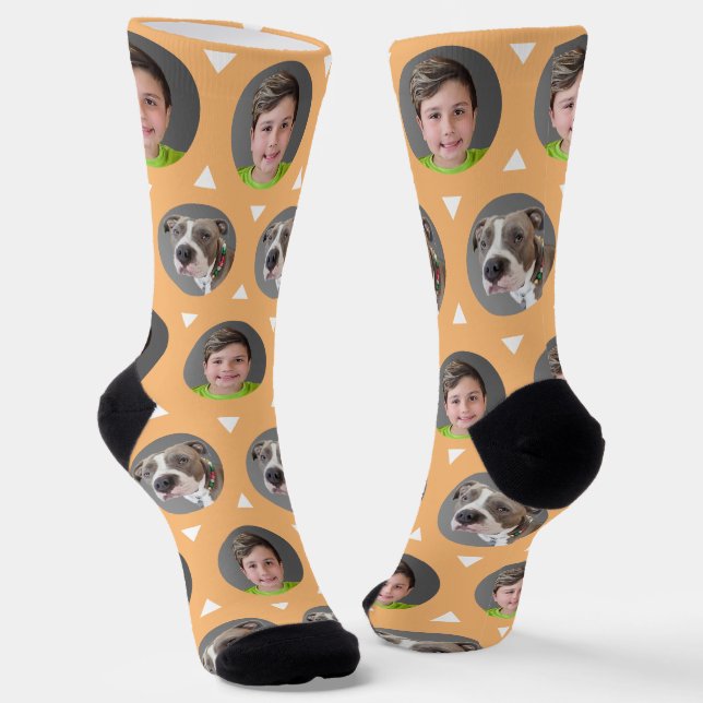 Two Photo Child or Pet Photo Custom Socks (Angled)
