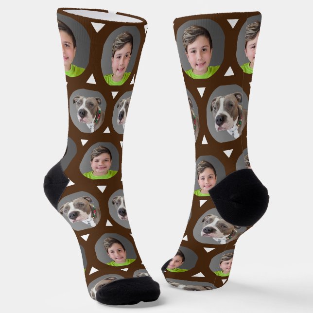 Two Photo Child or Pet Photo Custom Socks (Angled)