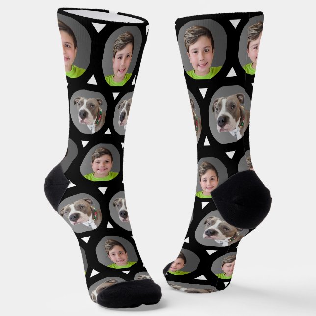 Two Photo Child or Pet Photo Custom Socks (Angled)