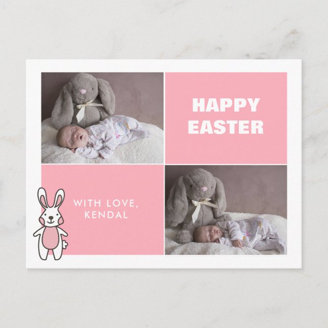 Two Photo Collage Easter Postcard (Front)