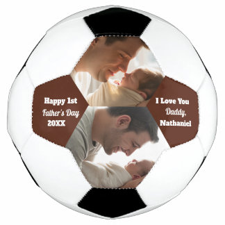 Two Photo Collage Happy 1st Father's Day Soccer Ball