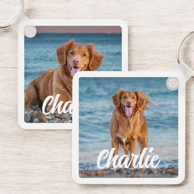 Two Photo Dog Lover Personalized Pet Keepsake Keychain (Creator Uploaded)