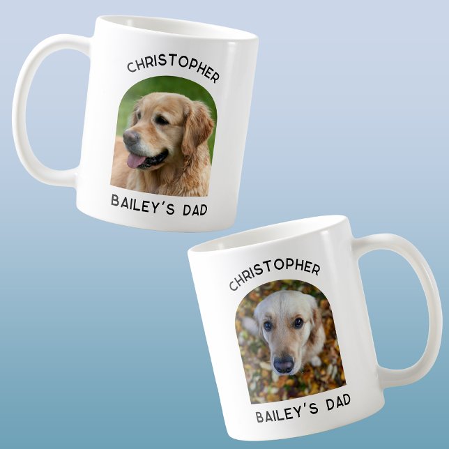 Two Photo Dog Pet Dad Personalized Coffee Mug (Two photo dog pet dad coffee mug)