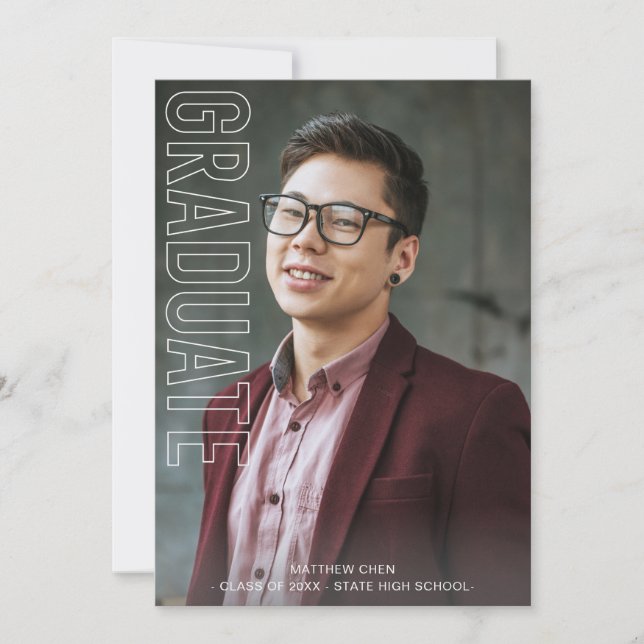 Two Photo Fun Type Graduate Announcement V2 (Front)