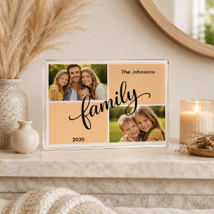 Two Photo Gallery Orange Personalized Family Block