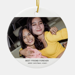Two Photo Minimalist Best Friend Ceramic Ornament