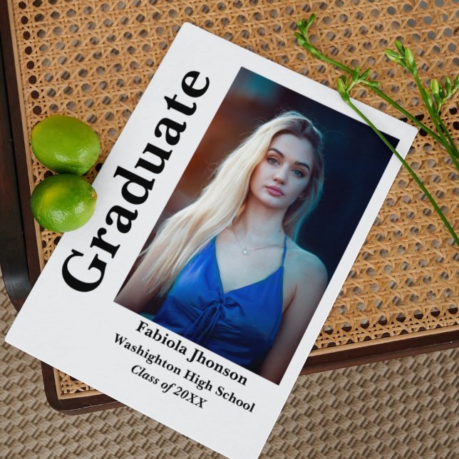 Two photo of the graduate black & white script  invitation (Creator Uploaded)