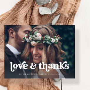 Two Photo   Retro Boho Typography Thank You Announcement Postcard
