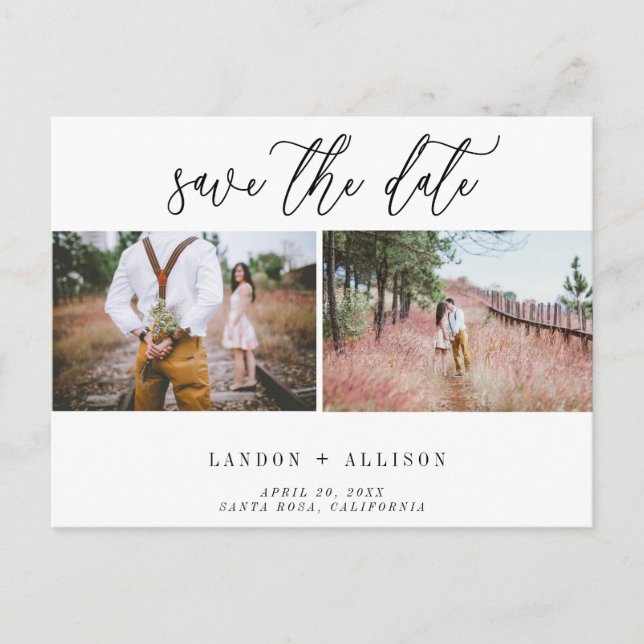 Two Photo Save the Date Card (Front)