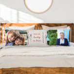 Two Photo So Lucky to Have You Neutral Body Pillow<br><div class="desc">Personalized photo body pillow for someone special. The design features curly brackets to frame your photo's (defining who's WE and who's YOU). Lettered in casual handwriting and skinny font typography, the wording reads: WE are so lucky to have YOU. The photo template is set up for you to add your...</div>