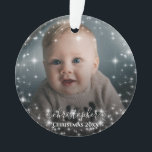 Two Photo Sparkle Frame with Names Christmas Ornament<br><div class="desc">This beautiful ornament features your photo surrounded by a bevy of sparkles or stars. Each side features a different photo,  and there is room at the bottom for a name and short note. Perfect gift for Grandparents or as an annual family memento.</div>