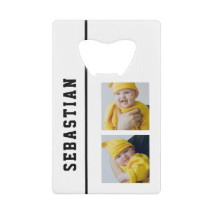 Two Photo Template And Name Personalized Credit Card Bottle Opener