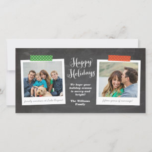 Two Photo Washi Tape Chalkboard Holiday Photo Card