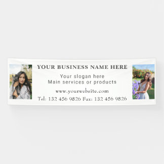 Two Photos Business Contact Information Editable Banner