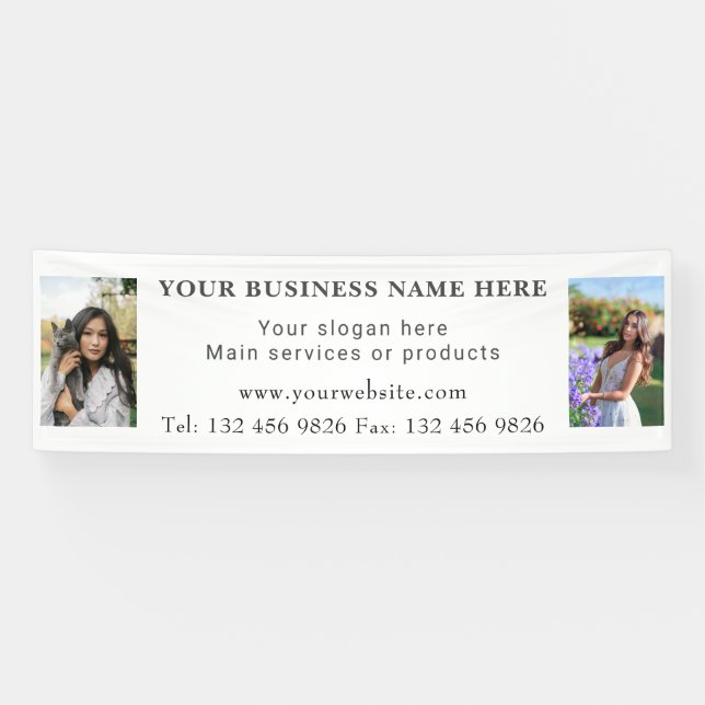 Two Photos Business Contact Information Editable Banner (Horizontal)