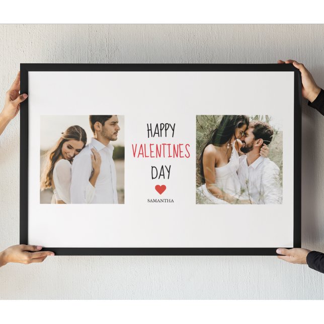 Two Photos | Happy Valentines Day | Couple Gift Canvas Print (Creator Uploaded)