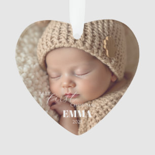 Two Photos Minimalist Baby First Christmas Ornament