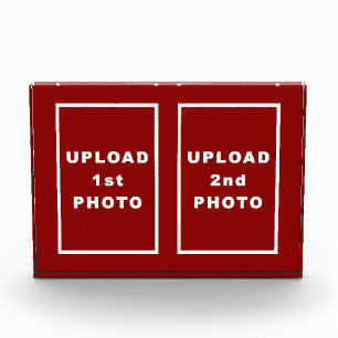 Two Photos on Red Rectangle Photo Block