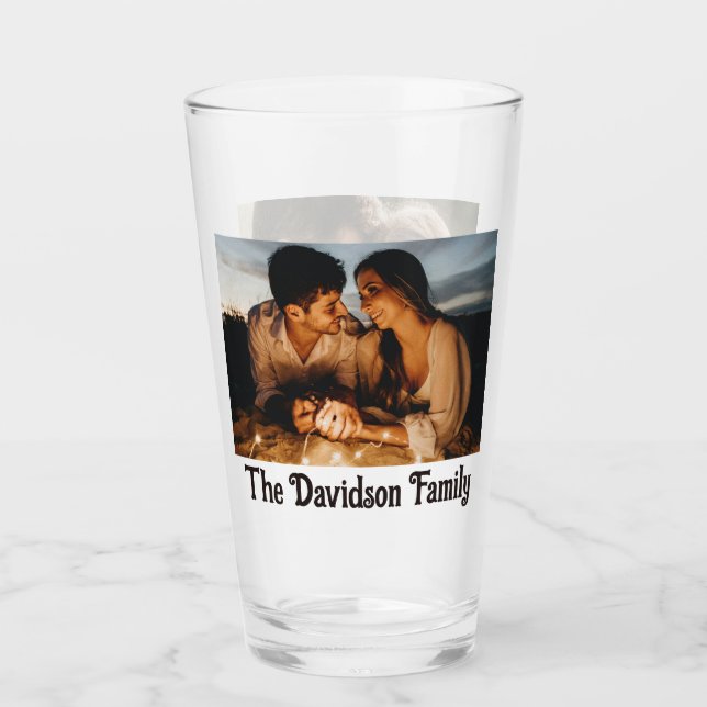 TWO Photos Personalized 16oz Pint Glass (Front)