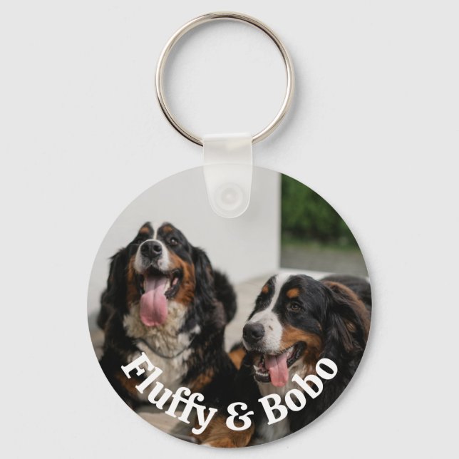 TWO PHOTOS Personalized Pets Photo Keychain (Front)