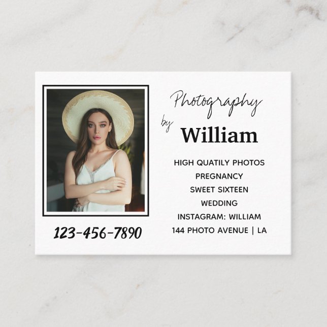 Two Photos Photographer Business Card (Front)