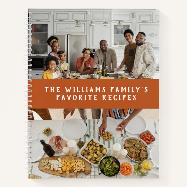 Two Photos Pumpkin Orange Simple Family Recipes Notebook (Front)