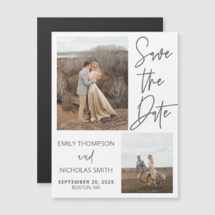 Two Picture Save the Date Magnets in Grey