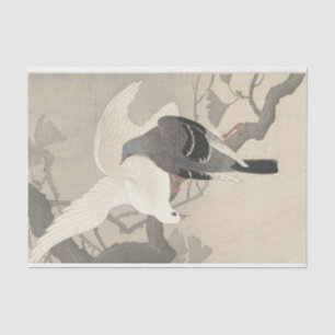 Two Pigeons on a Branch by Ohara Koson Tissue Paper