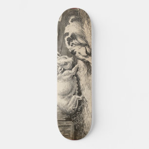 Two Pigs Lying in Straw in an Outdoor Pen Skateboard