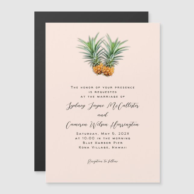 Two Pineapples Magnetic Wedding Invitation (Front/Back)