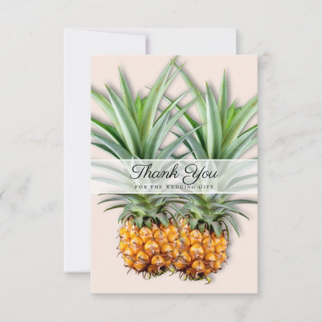 Two Pineapples Thank You Newlyweds Flat Cards (Front)