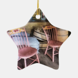 Two Pink Chairs In General Store Ceramic Ornament