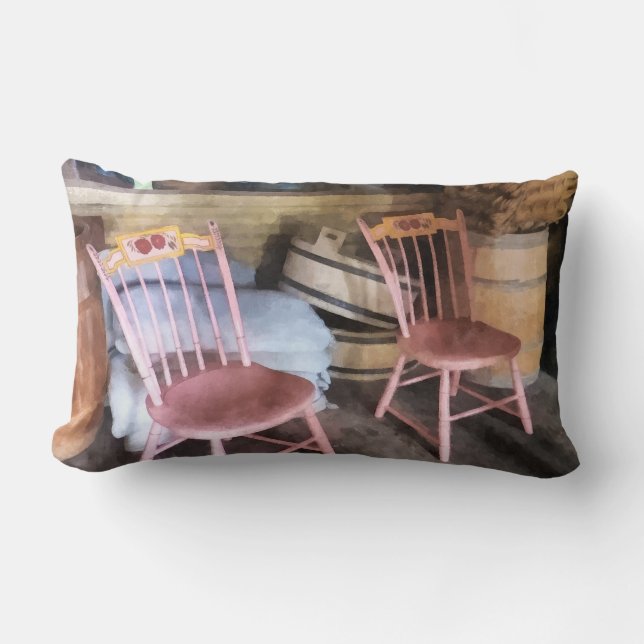 Two Pink Chairs In General Store Lumbar Pillow (Front)