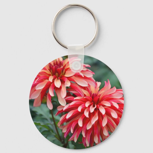 Two pink dahlia flowers keychain (Front)