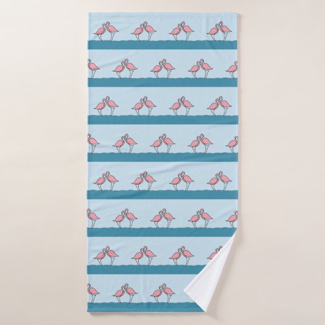 Two Pink Flamingos on the Water Pattern Bath Towel (Bath Towel)