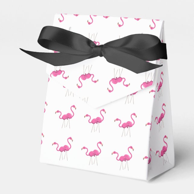 Two Pink Flamingos standing together Favor Box (Front Side)