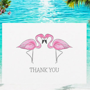 Two Pink Flamingos Together Wedding Shower  Card