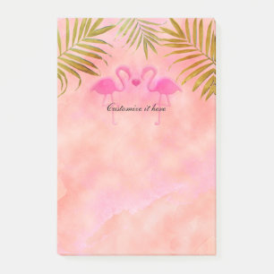 Two Pink Flamingos Watercolor Tropical Post it Post-it Notes