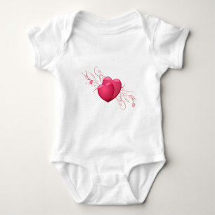 Two Pink Hearts Baby Bodysuit