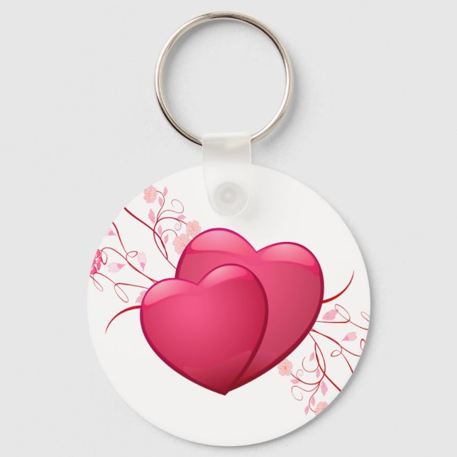 Two Pink Hearts Keychain (Front)