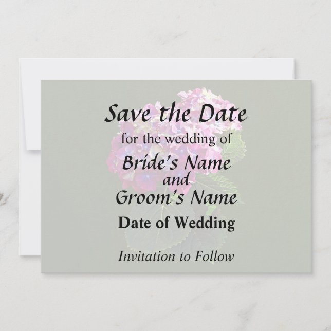 Two Pink Hydrangea Save The Date (Front)