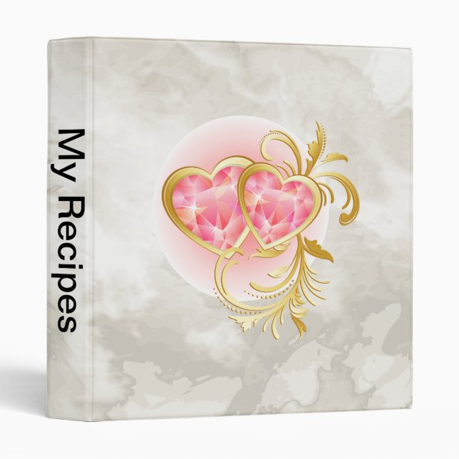 Two Pink Jewelled Hearts Binder (Front/Spine)